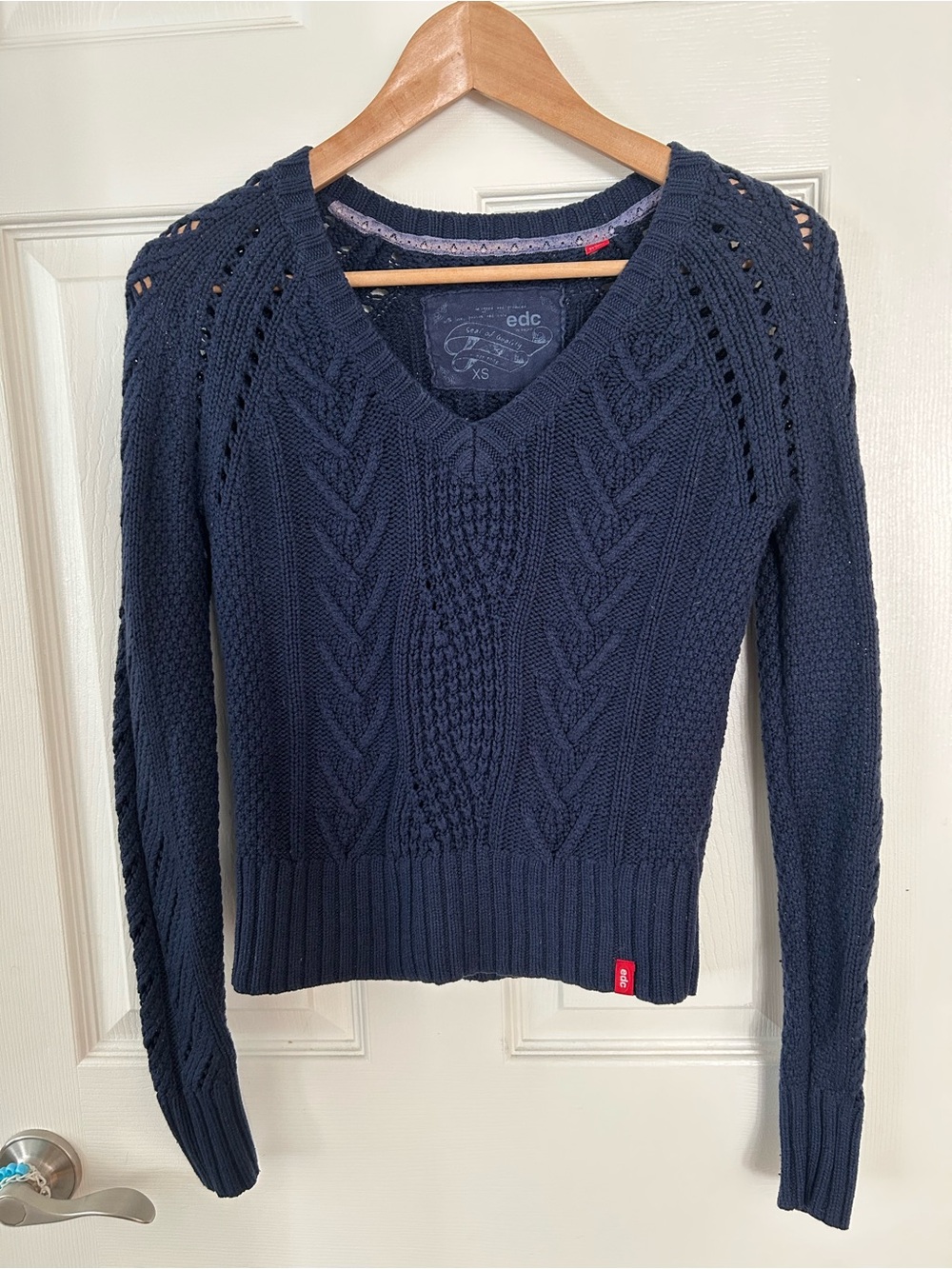 Vintage EDC by Esprit Slim-Fit Navy Knit Sweater